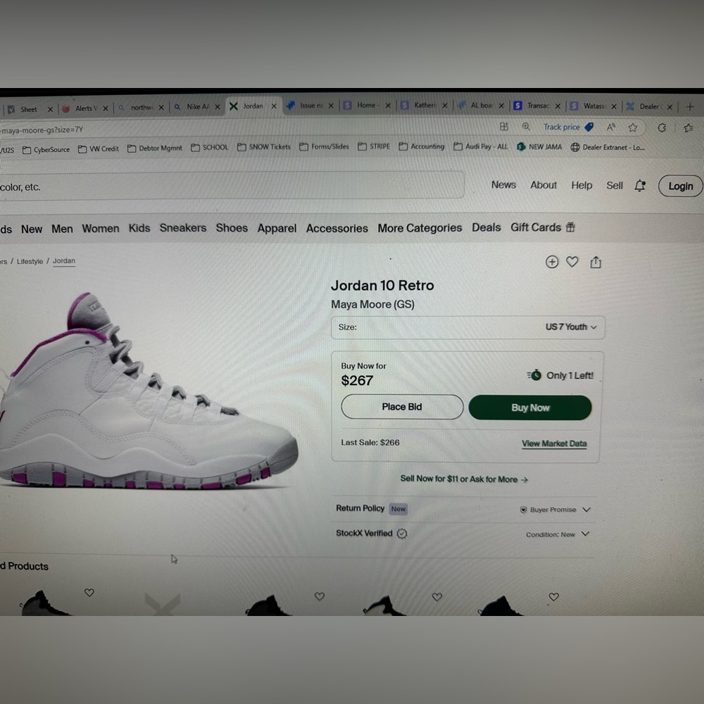Jordan 10 Retro Maya Moore (GS) – Size 7 Youth Preowned EUC - Picture 16 of 16